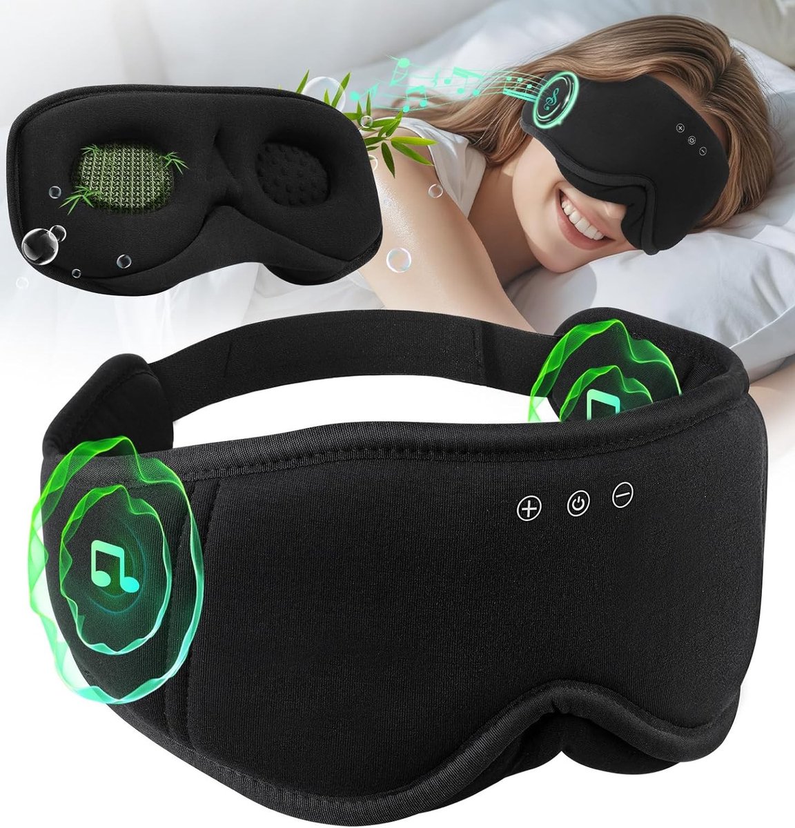 Slaapmasker met Hoofdtelefoon - Oogmasker Bluetooth - Diepere Slaap - Zero Pressure Cups - 22.8 x 11.4 x 3.7 cm