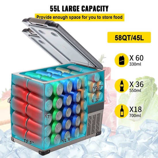 CORE Mini Koelkast - Kleine Koelkast - 35 Liter - Koelbox - Frigobox - Mini Vriezer - Draagbare Koeler - 12V - 69x34.5x38cm van C. , R. E. — afbeelding 3