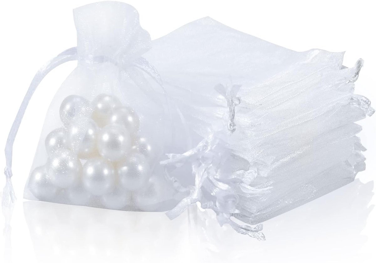 50 stuks organza geschenkzakjes 7x9 cm in het wit, ideaal voor bruiloften, verjaardagen en feestelijke gelegenheden