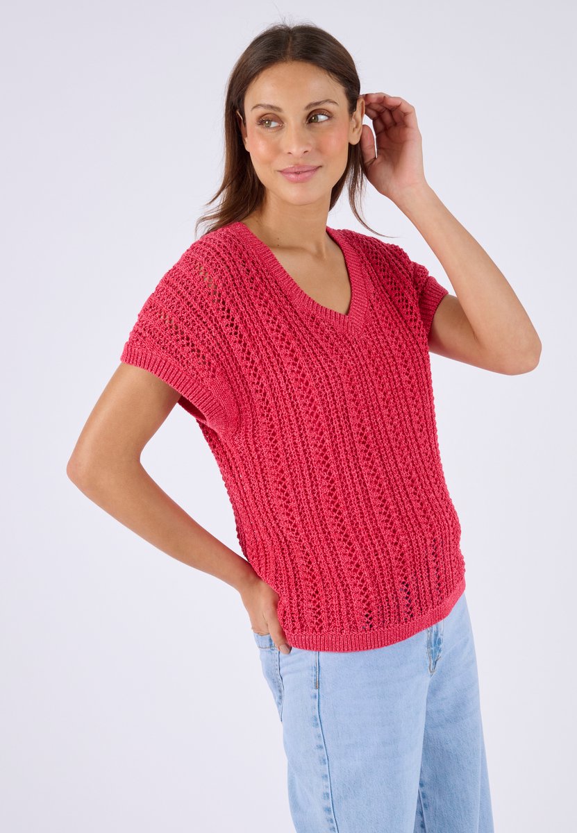 Damart - Trui prachtige geribde stof - Dames - Roze - S