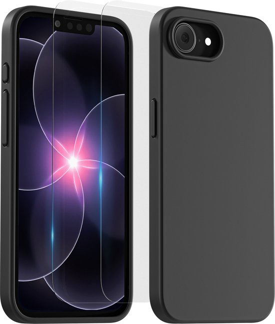 Hoesje - geschikt voor Apple iPhone 16e/17e - Zwart - 2x screenprotector - beschermglas screen protector- Anti Shock case