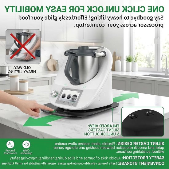 Houten Glijplank voor Thermomix TM7, Gemakkelijk Schoon te Maken, Met Wielen, Ideaal voor Koken en Bereiden van Gerechten van Merkloos — afbeelding 5