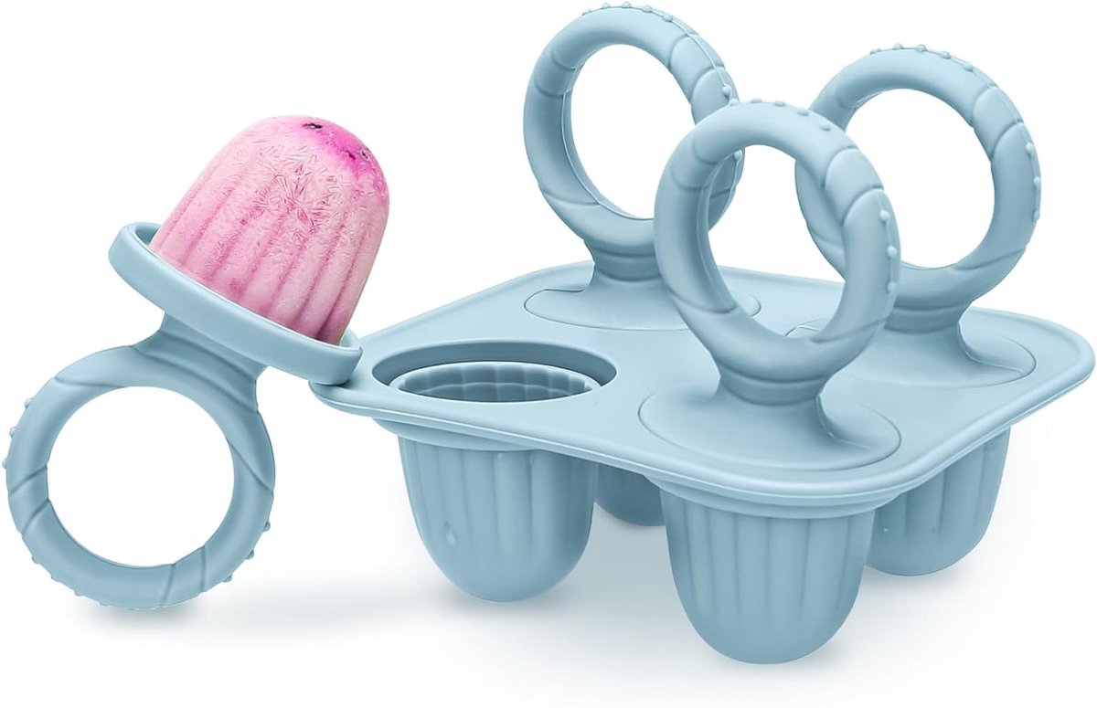 Mini BPA-vrije siliconen ijslollyvormpjes voor peuters - 4 stuks van 18 ml met herbruikbare stokjes, geschikt voor diepvries en vaatwasser, veilig voor babyvoeding en temperatuurbestendig van -40°C tot 230°C