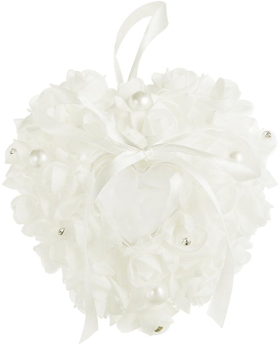Seb2 - Rosenring Chest - Romantische Sieraaddoos - Perfect voor Trouwen - Wit - Ringopberging - Unieke Geschenken - Geschikt voor Verlovingen
