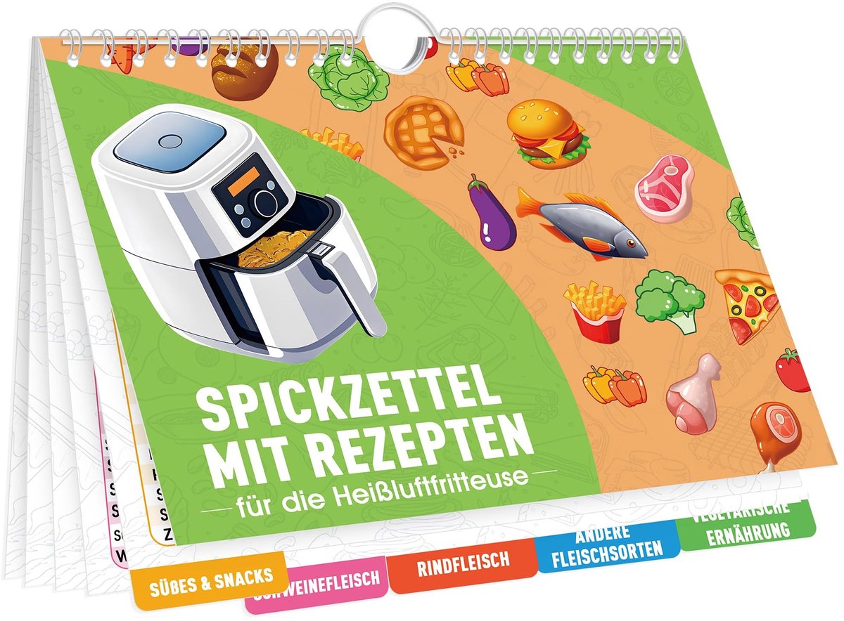 Seb2 - Air Fryer Accessoires - Kookboek met Recepten - Magnetisch - 2025 Duitse Recepten - Ideaal voor Gezonde Maaltijden - Geschikt voor Ninja ...