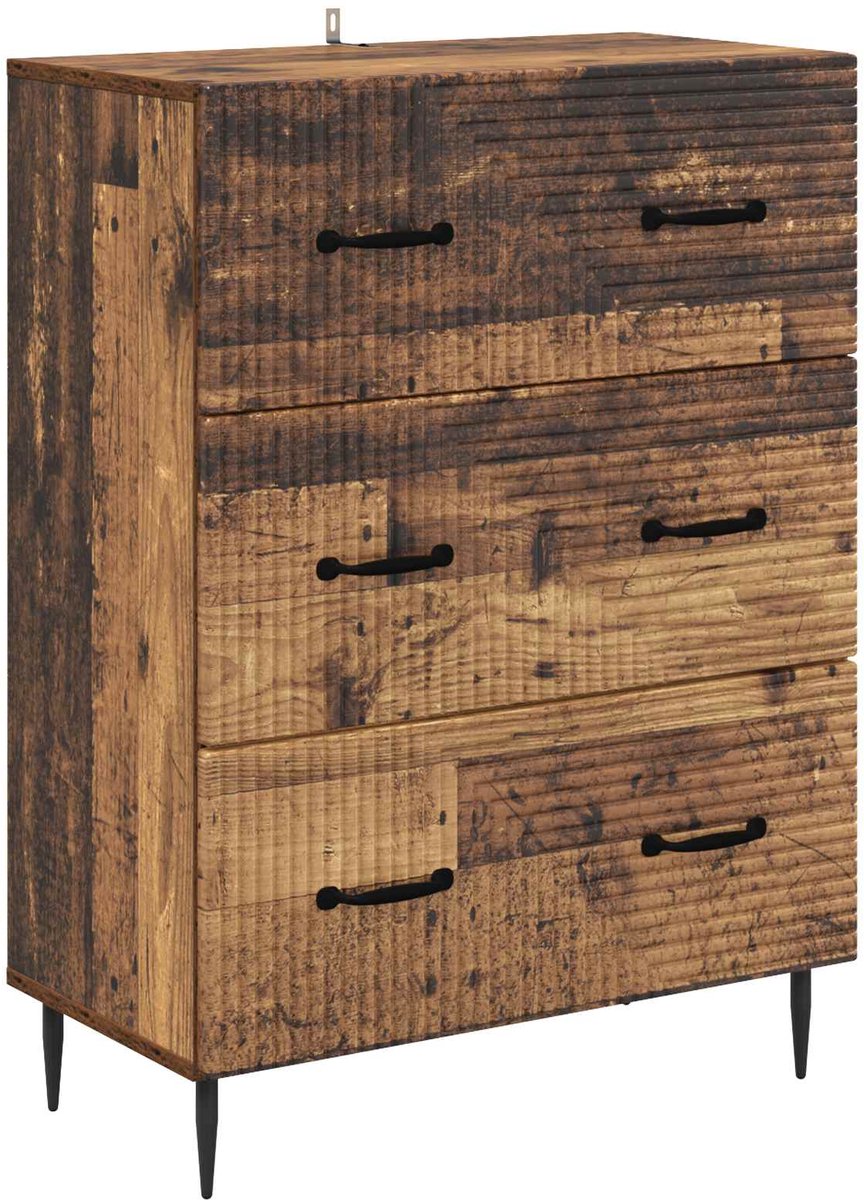vidaXL Ladekast - 66 - x - 34,5 - x - 89,5 - cm - Bewerkt - hout - Oud - hout Oud hout
