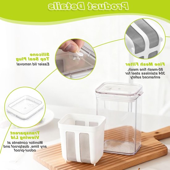 Yoghurtzeef met Deksel en Ultra Dun Net - 1100 ml, Ideaal voor Yoghurtmaker, Scheiden van Wei, Melk en Sappen, Herbruikbaar en Geschikt voor Saus en Dikke Yoghurt — afbeelding 2