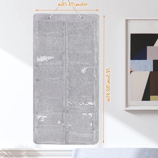 Hanging Zonnebril Organizer met 16 Compartimenten, Wandhouder van Vilt voor Zonnebrillen en Brillen, Ruimtebesparende Oplossing voor je Accessoires van Merkloos — afbeelding 2