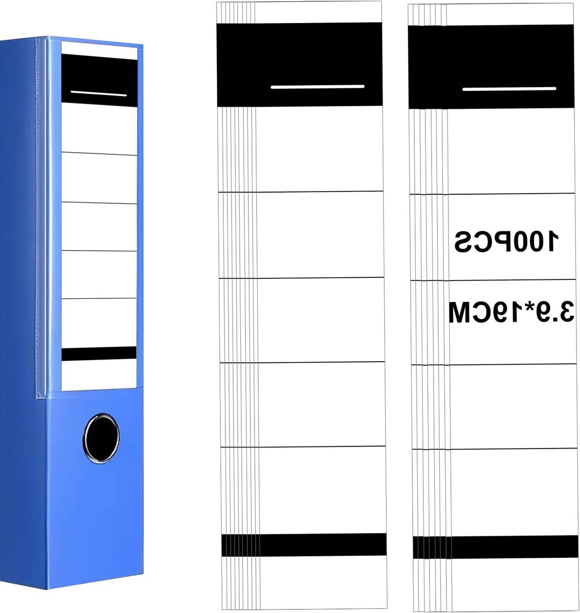 Set van 100 Zelfklevende Bestandslabels 3.8 x 19 cm voor Scholen, Kantoren en Archieven