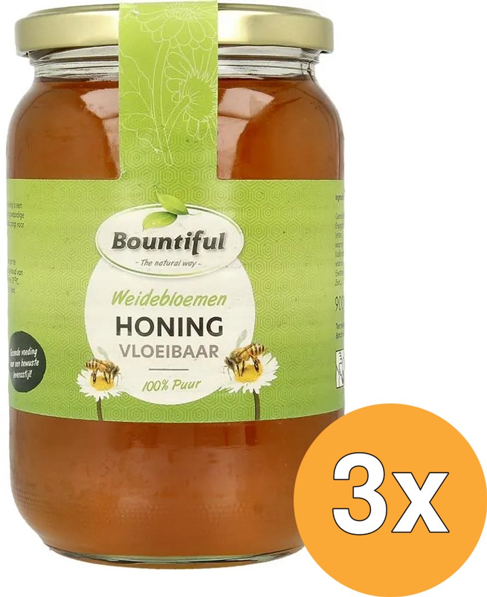 3x Bountiful Weidebloemen honing vloeibaar (900 gr)