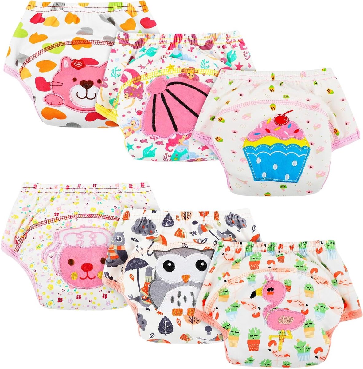 Herbruikbare Baby Luiers, Set van 6 Training onderbroeken, Ademend en Zacht, Voor Jongens en Meisjes, Comfortabele Potty Training Oplossing