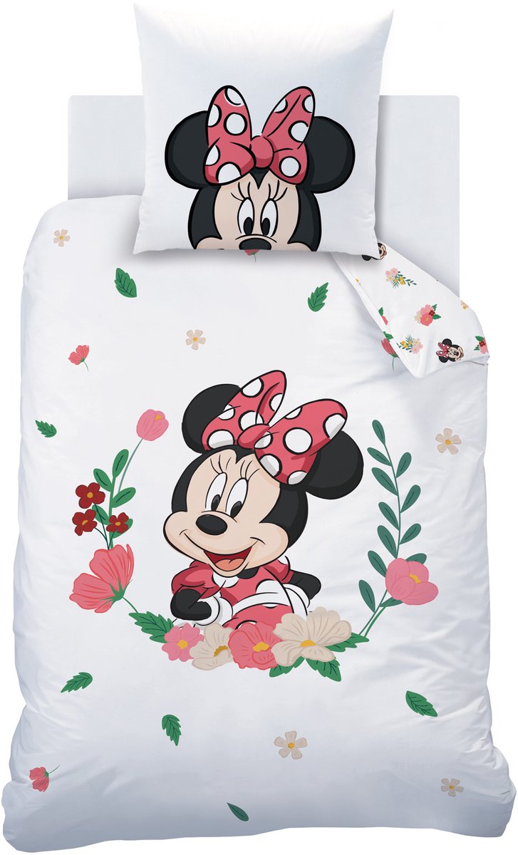 Disney Minnie Mouse Dekbedovertrek Flower - Eenpersoons - 140 x 200 cm - Katoen