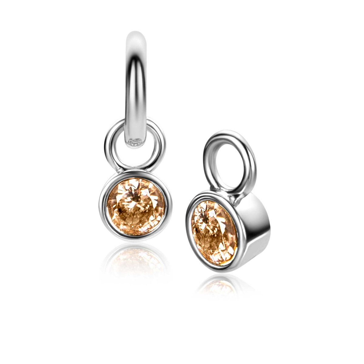 NOVEMBER oorbedels zilver met geboortesteen geel citrien zirconia (excl. oorbellen)