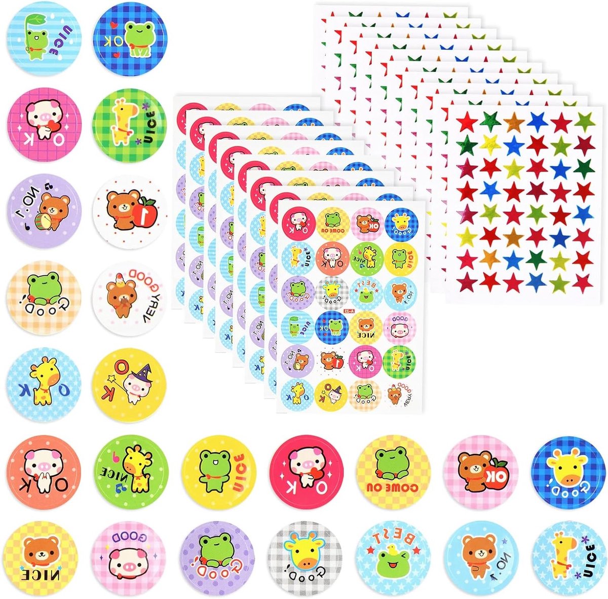 1200 Motivatie Stickers voor Kinderen, Sterren en Dierenbeloningen voor Peuters en Klassen