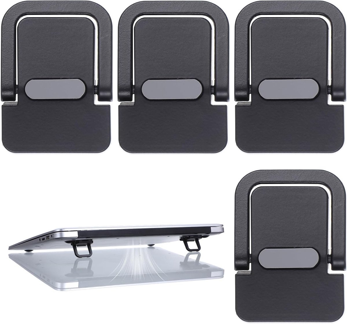 Draagbare toetsenbordverhoger, zelfklevende laptopstandaard met mini onzichtbare computervoeten voor optimale ergonomie en antislip grip (zwart)