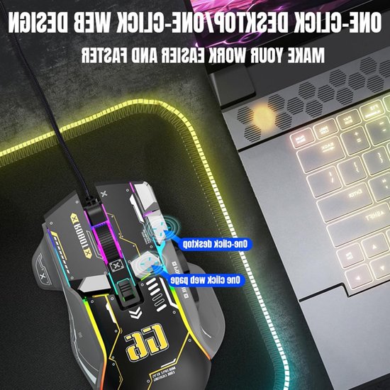 Ergonomische Gaming Muis met 12 Programmeerbare Knoppen, 6 Instelbare DPI-niveaus en 13 RGB Verlichtingsmodi van Merkloos — afbeelding 5