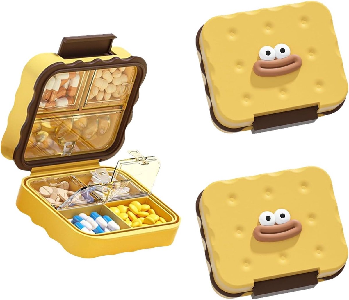 Pillenorganisator voor 7 dagen, schattige wekelijkse pillendoos met klikdeksel, ideaal voor vitamines, supplementen en sieraden, perfect voor op reis en als cadeau