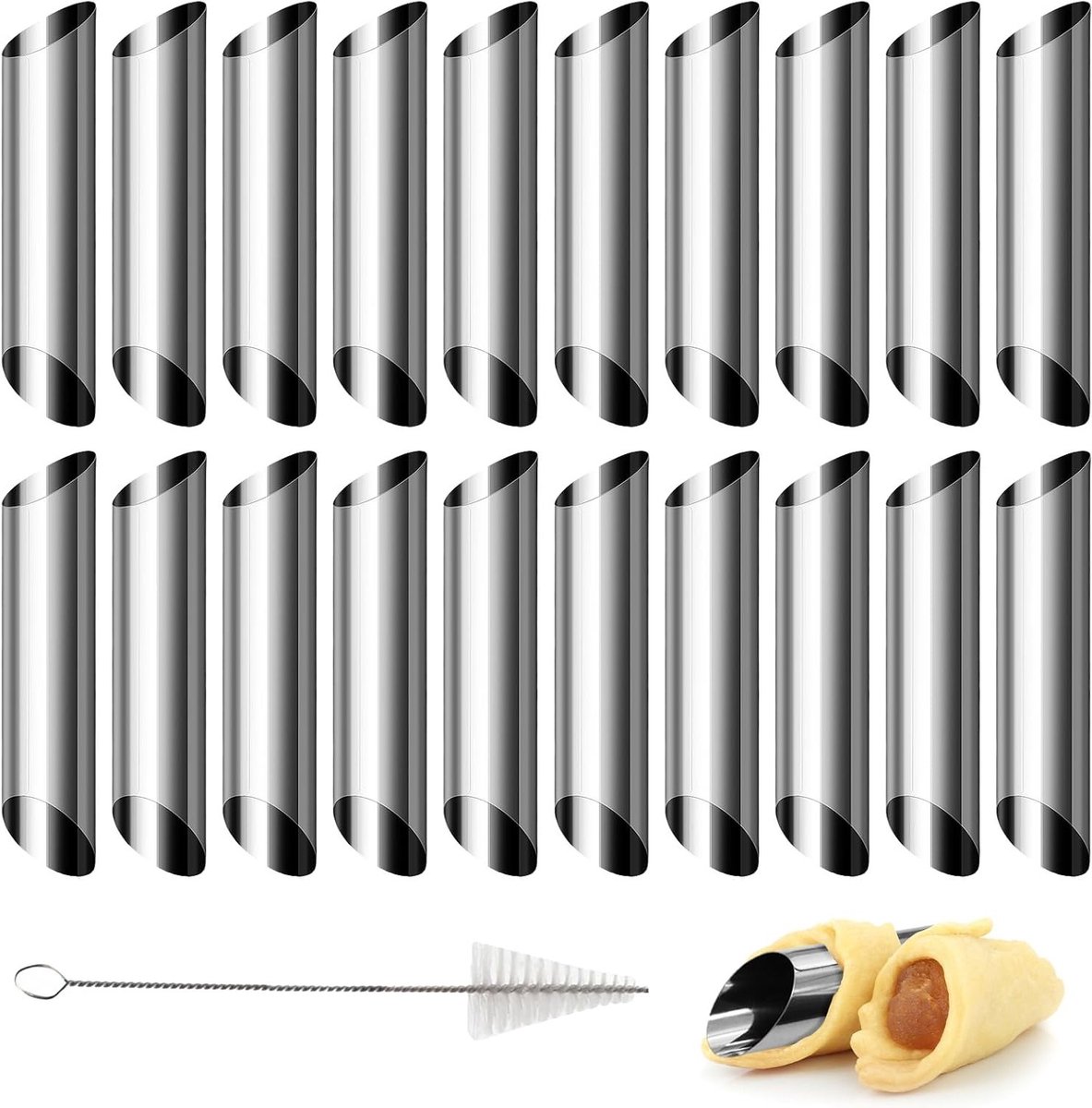 Cilinders voor het maken van Cannoli - 21-delige set voor perfect gevormde Croissants en Roomgebakjes