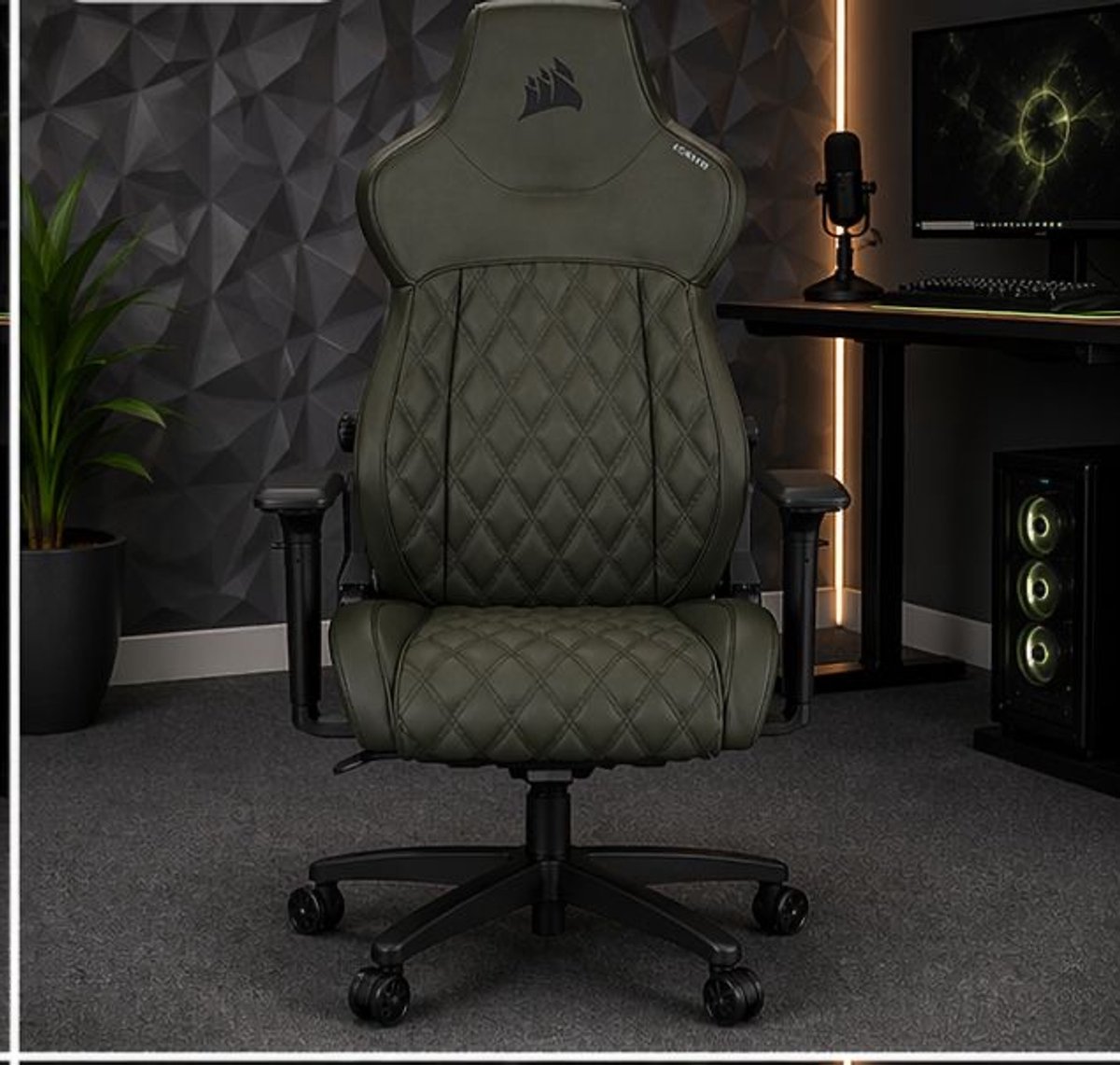 Gaming stoel ergonomisch premium stof verstelbaar met lendensteun en 5D armleuningen 71 x 39 x 85 cm Sherwood groen – Vermissen