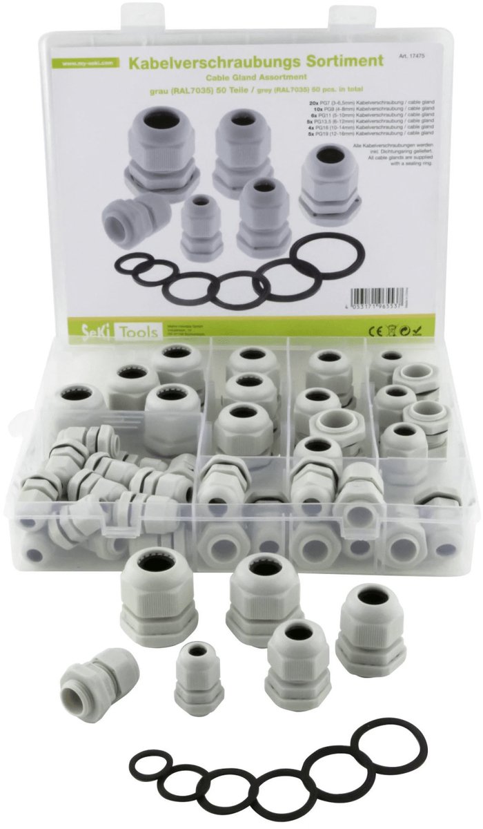 Seki Assortiment kabelwartels / grijs / 50 stuks