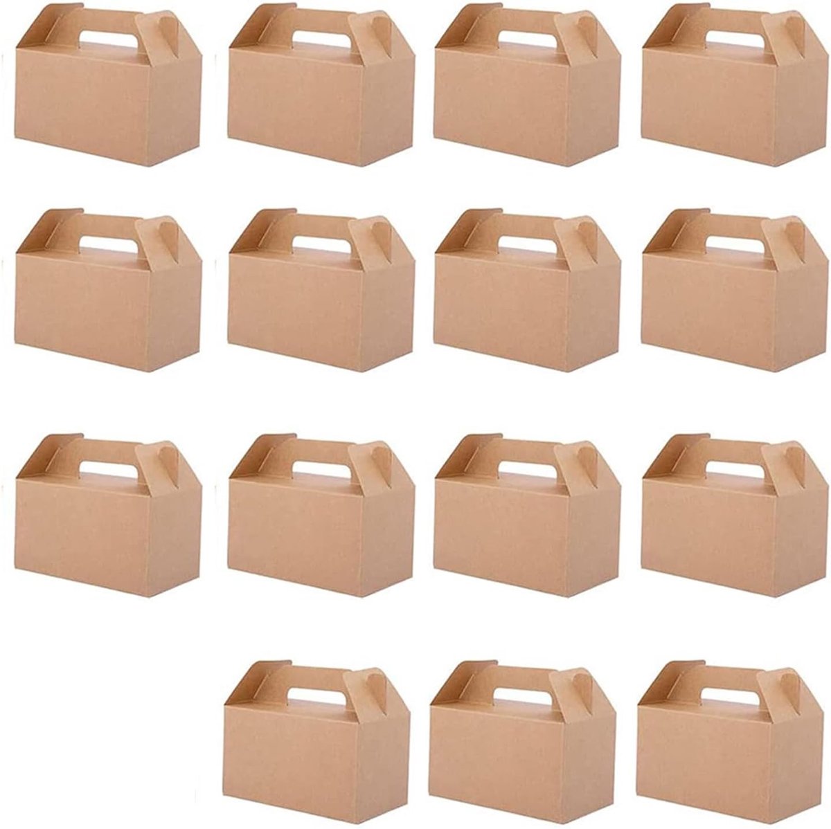 Vouwdozen van Kraftpapier 21 x 13 x 11 cm voor Voedsel, Geschenken en Feesten - Set van 15 Stuks