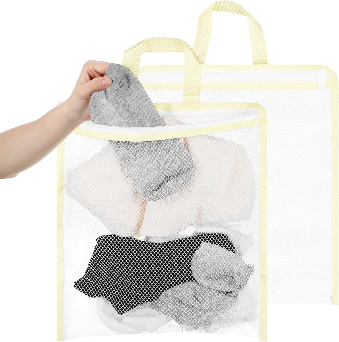 Hanging waszakken voor delicate kleding, lingerie en sokken - 2 stuks, 13 x 29 cm, met rits en mesh ontwerp