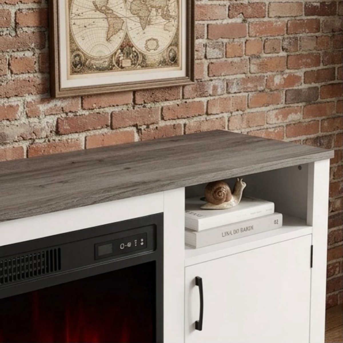 Elektrische Open Haard TV-Meubel 147x35x56 cm – 58 Inch Entertainment Center met 3D Vlameffect, 1800W Verwarming, Afstandsbediening & Oververhittingsbeveiliging – Modern Vrijstaand Design – Yesdeals