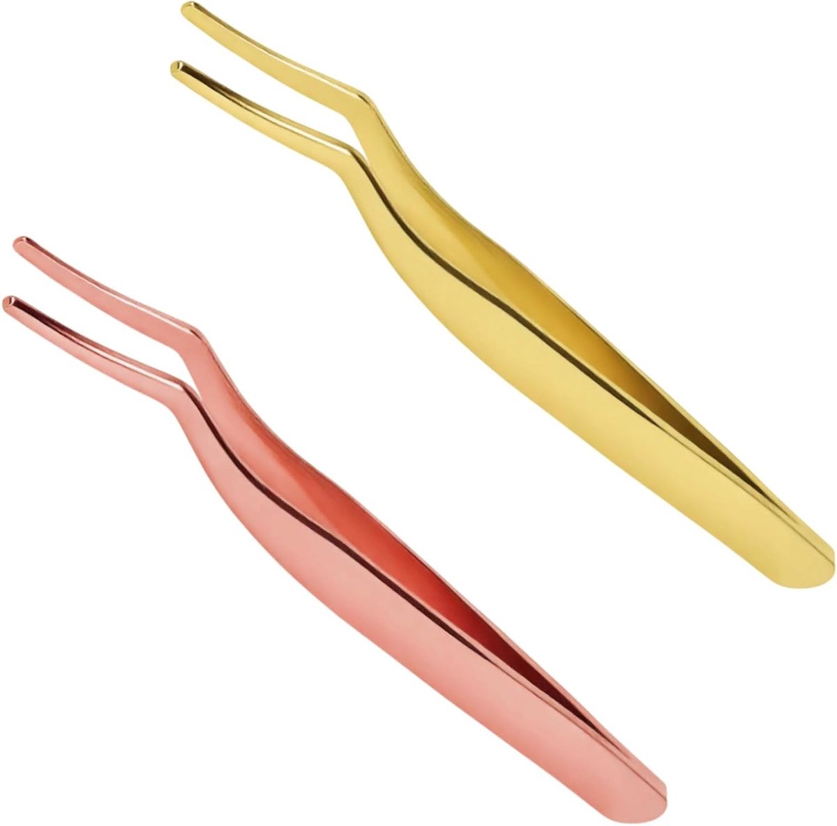 Set van 2 Hoge Kwaliteit Wimperpincetten van RVS, Gebogen Voor Wimperextensions en Nepwimpers, Perfecte Accessoires voor Make-up en Schoonheid