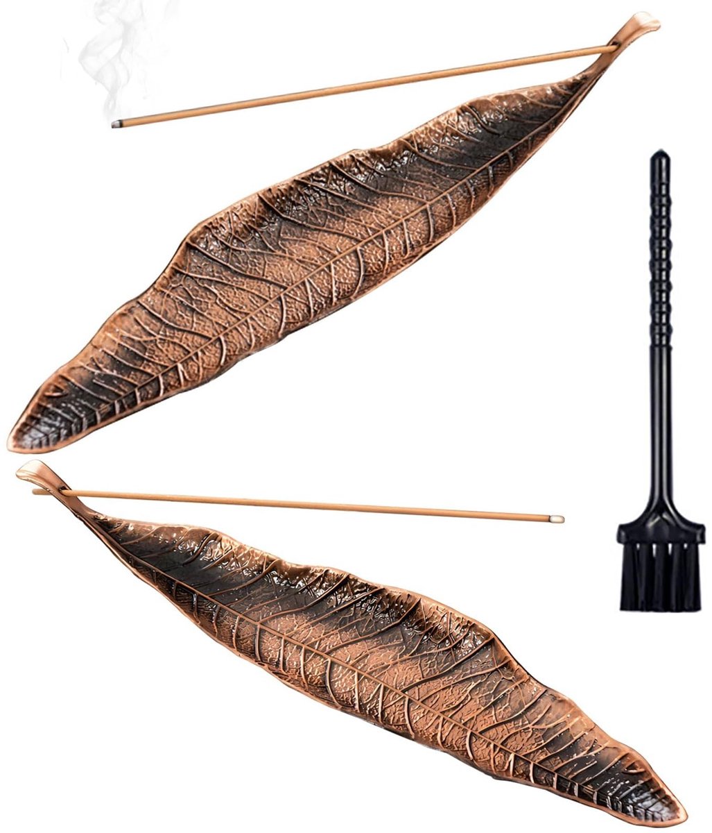 Winkel1 - Incense Stick Holder - Aromatherapie - Antiek brons - Meditatie - Handig voor Yoga en Ontspanning - Set van 2