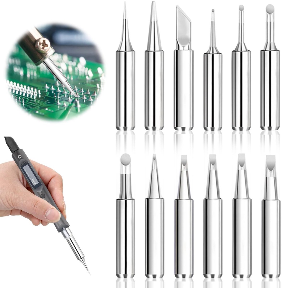 Winkel1 - Soldering Tips - Soldering Iron Set - 12 Stuks - Geschikt voor Hakko - Lead Free - Perfect voor Elektronica Reparatie - Professioneel Geb...