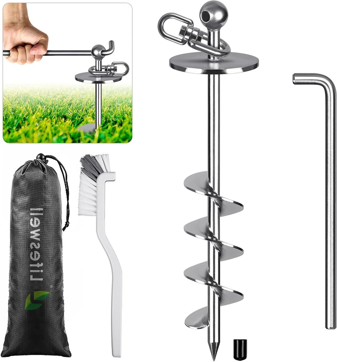 Robuuste Grondanker voor Honden, 40 cm, Ideaal voor Grote Honden tot 100 kg, Geen Verstrikkingen, Perfect voor Tuin, Strand en Buitenactiviteiten