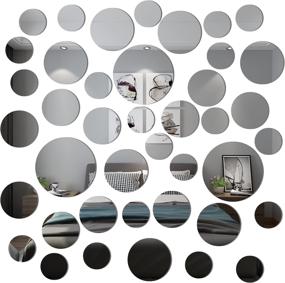 Ronde Spiegels voor Muurdecoratie - 40 Stuks Flexibele Acryl Spiegels, Cirkelvormige Stickers voor Creatieve Interieurs en Decoratieve Toepassingen