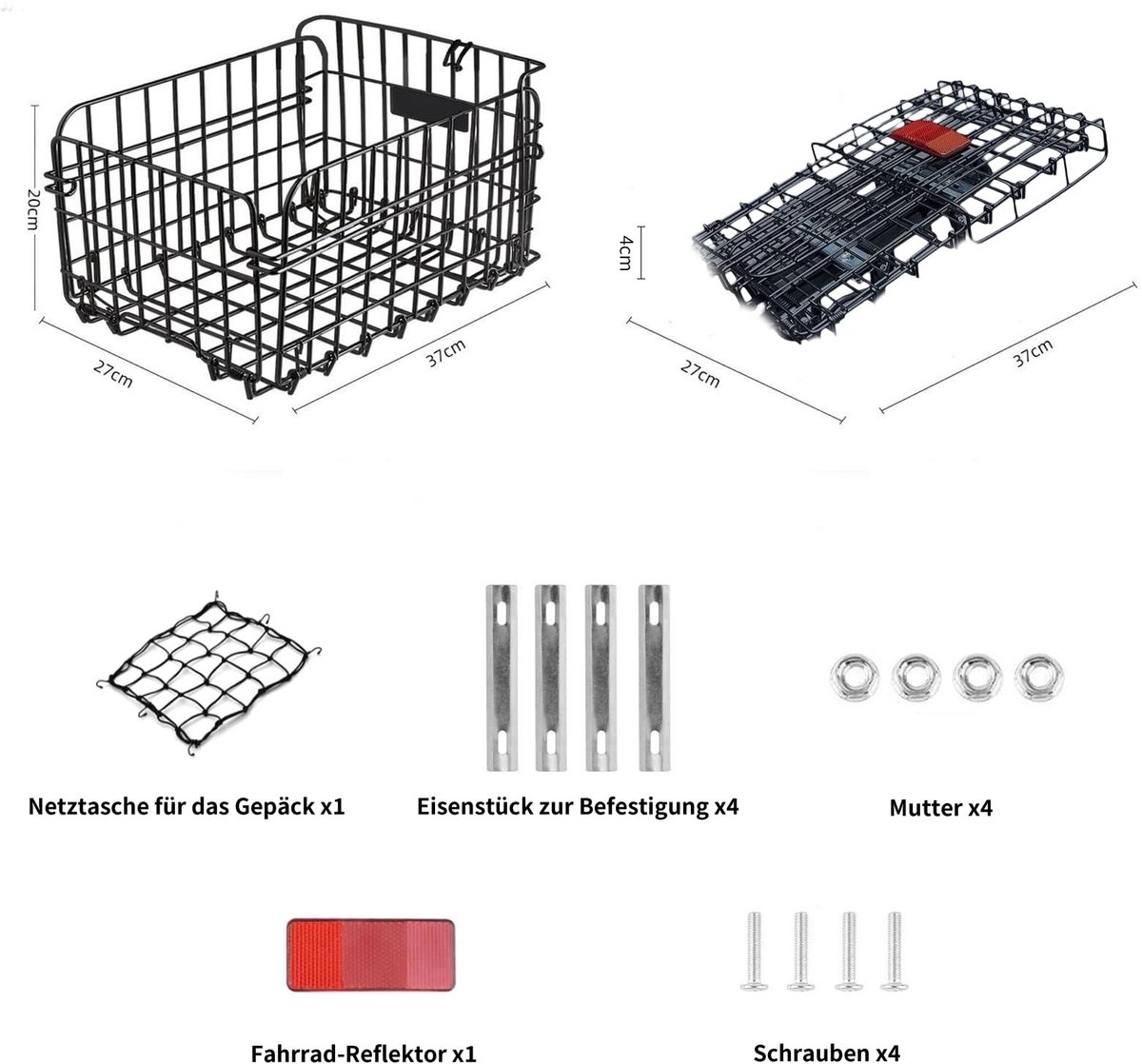 Dailygoody - OmGoods - Dailygoody - Fietsmand - Opvouwbaar - Ruimtebesparend - Metalen - Bagagedrager - Veiligheid en functionaliteit - Geschikt voor honden - Groot formaat