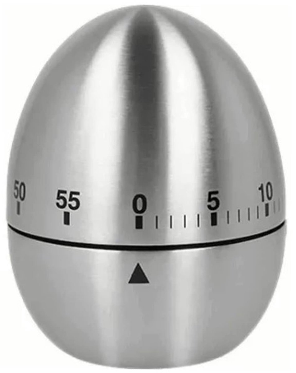 Dailygoods - Dailygoody - Tomotato RVS Eitimer - Mechanische Keuken Timer 60 Minuten met Antislip Basis