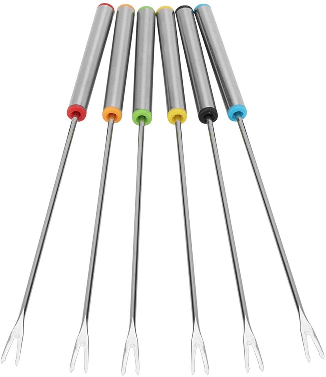 Dailygoods - Dailygoody - Tbest Fondue Fork Set - 6 Stuks RVS Fondue Vorken voor Chocolade en Kaas