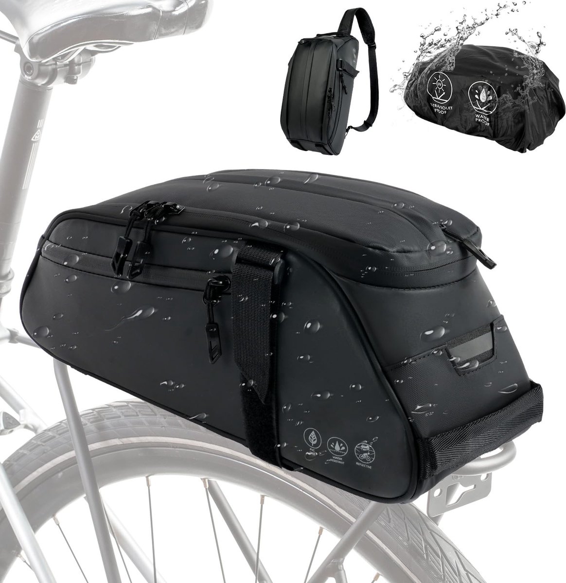 Dailygoody - Fiets bagagedragertas - Waterdichte fietstas - 8L capaciteit - Reflecterende strips - Handig voor dagelijks gebruik - Geschikt voor alle