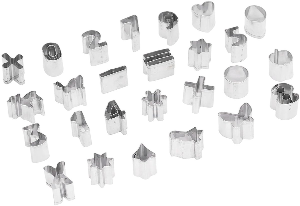Dailygoody - Mini-koekjessnijderset - Roestvrijstalen Koekjessnijders - Duurzaam en Compact - 26-delig - Fondant-taartversieringsgereedschappen - Gesc..