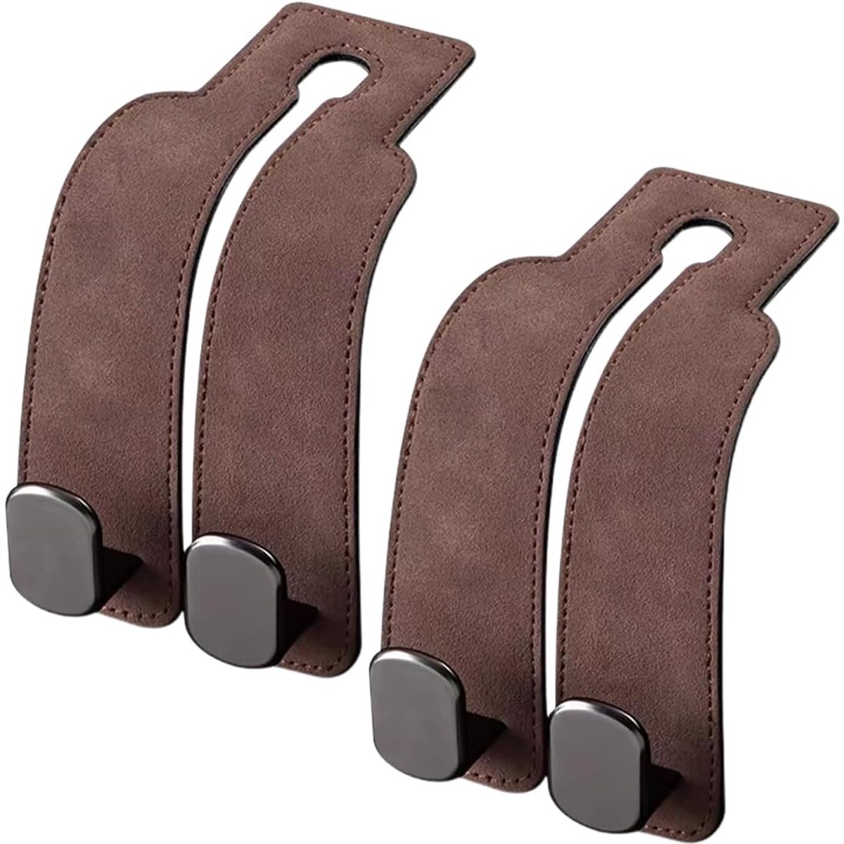 Dailygoody - Hoofdsteunhouder - Universele haken - Duurzaam en elegant - Bruin - Kleerhanger en tas - Auto-accessoires - Geschikt voor elke auto
