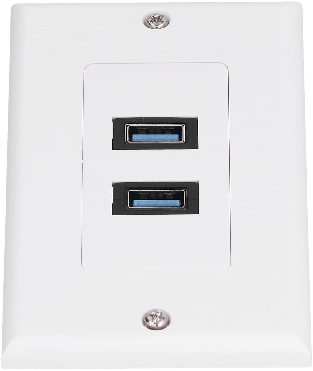 Dailygoods - Dailygoody - USB 3.0-wandplaat - 2-poorts USB-wandcontactdoos - Eenvoudige installatie - Compact formaat - Gegevensoverdracht - Geschikt voor opladen ...