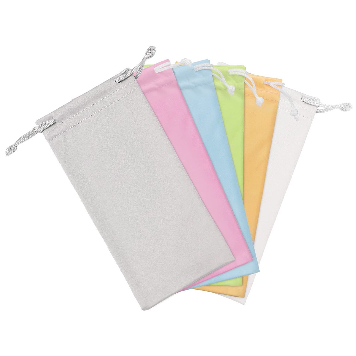 Dailygoods - Dailygoody - Microfiber brillenkokers - Zonnebrillen Zak 6 stuks - Draagbaar en praktisch - Meerkleurig A - Sleutels en kaarten opbergen - Geschikt vo