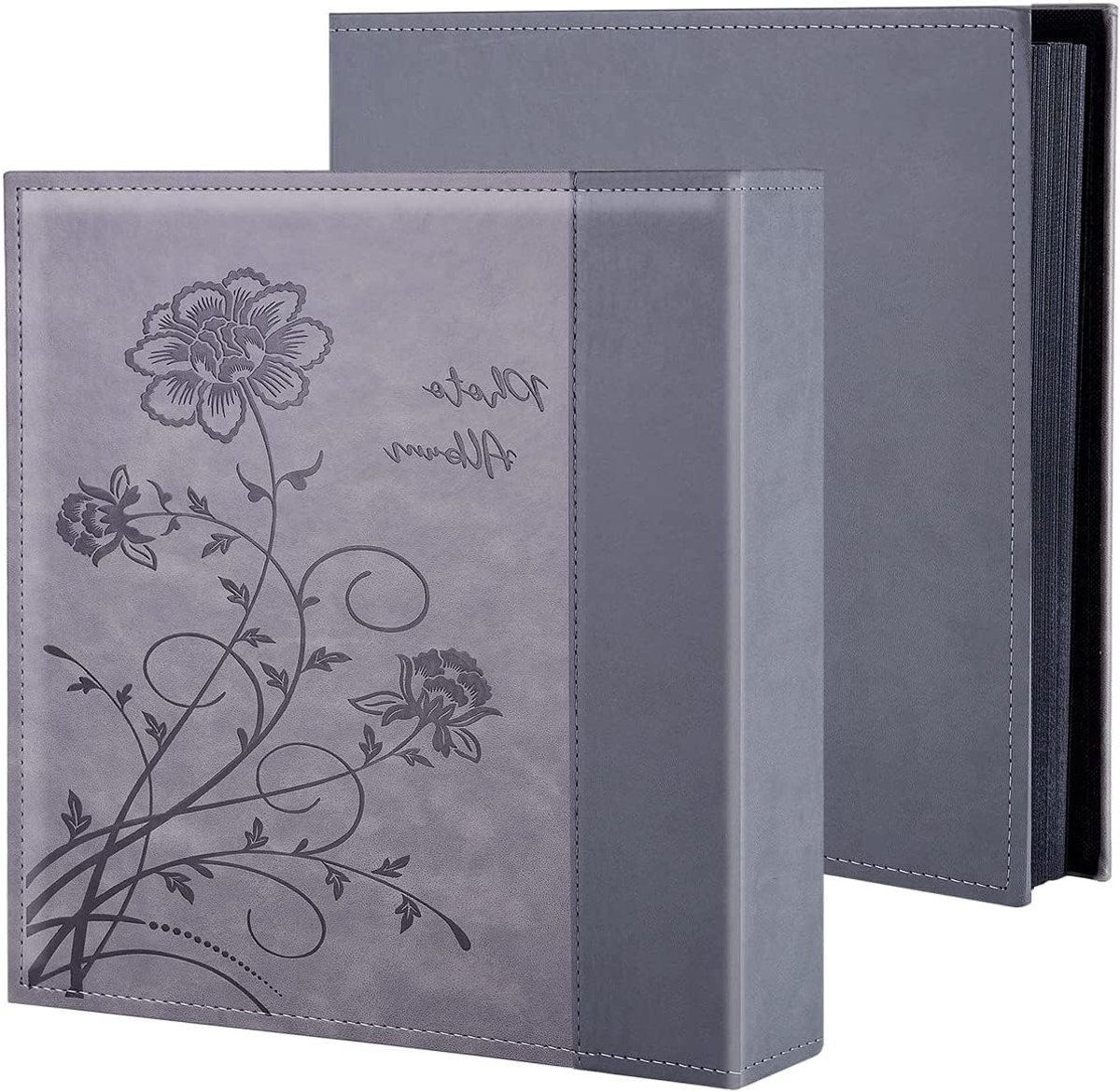 Fotoalbum voor 1000 foto's - Extra grote leren opbergcase voor bruiloften en familieherinneringen, geschikt voor 10x15 cm foto's (grijs)