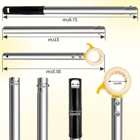 Stokhaak voor dakramen, stang om te openen, raamopener, verlenging, raamgreep, verlenging van roestvrij staal, telescoopstang, voor het openen van ramen, dakluiken, haken voor Velux-dakramen (92 cm — afbeelding 5