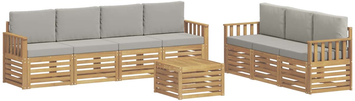 vidaXL Sofa-Sets - 8 - st - 7-zits - Wit - en - Lichtgrijs - Polyester Wit en Lichtgrijs