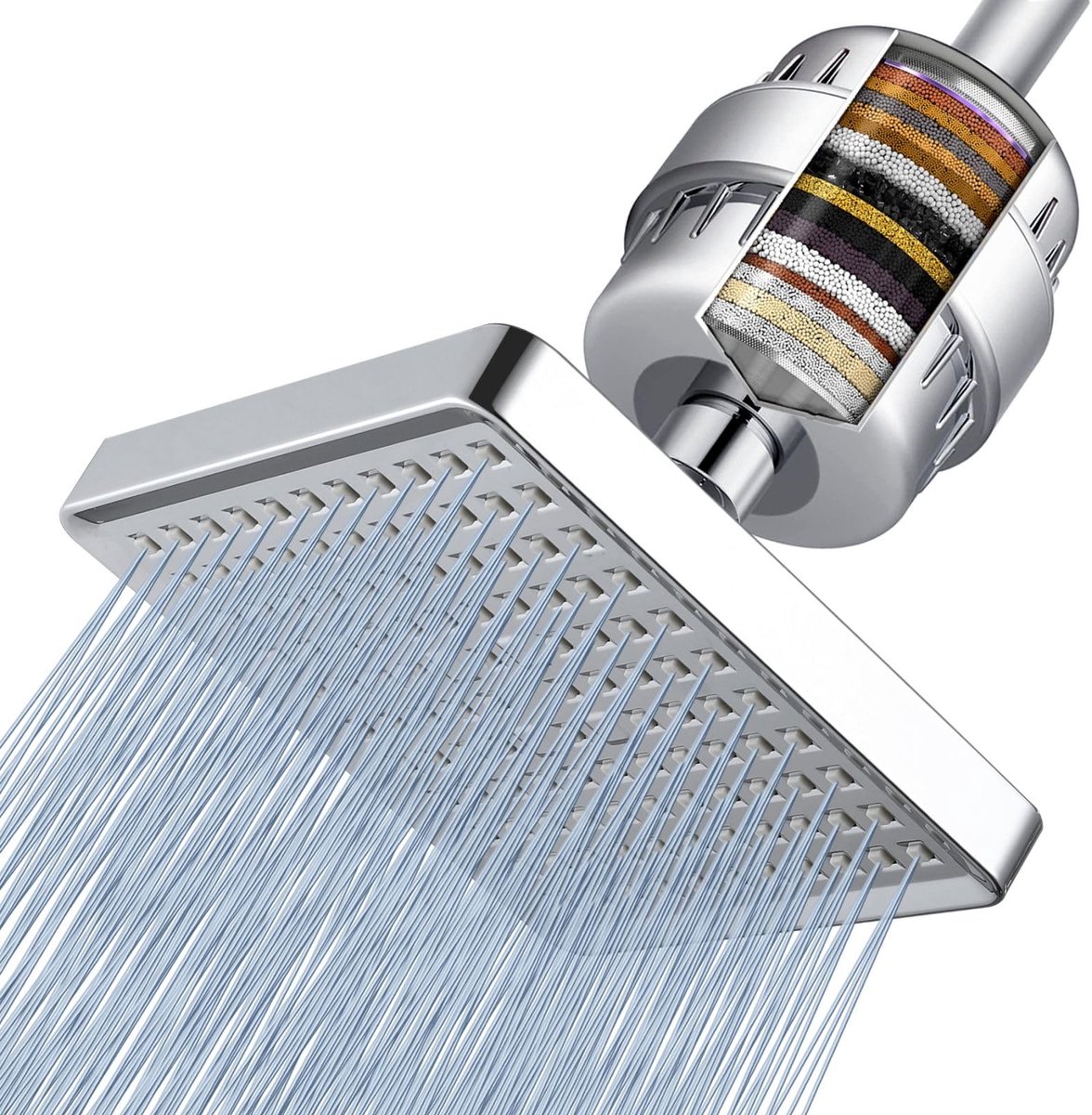 Dailygoody - Douchekop - Hard Water Filter - Luxe Regen Douche - 6 Inch - Hoge Druk - Verwijdert Chloor - Geschikt voor Badkamer - Chrome