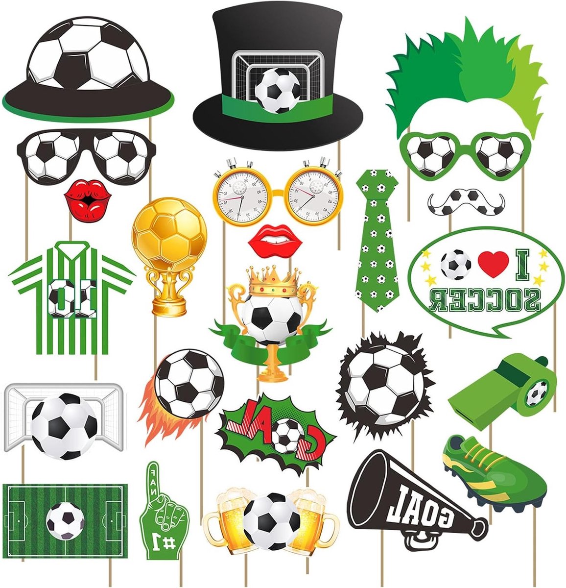 Voetbal Foto Booth Rekwisieten voor Bruiloften, Verjaardagen en Feestjes - 24 Stuks voor Onvergetelijke Momenten
