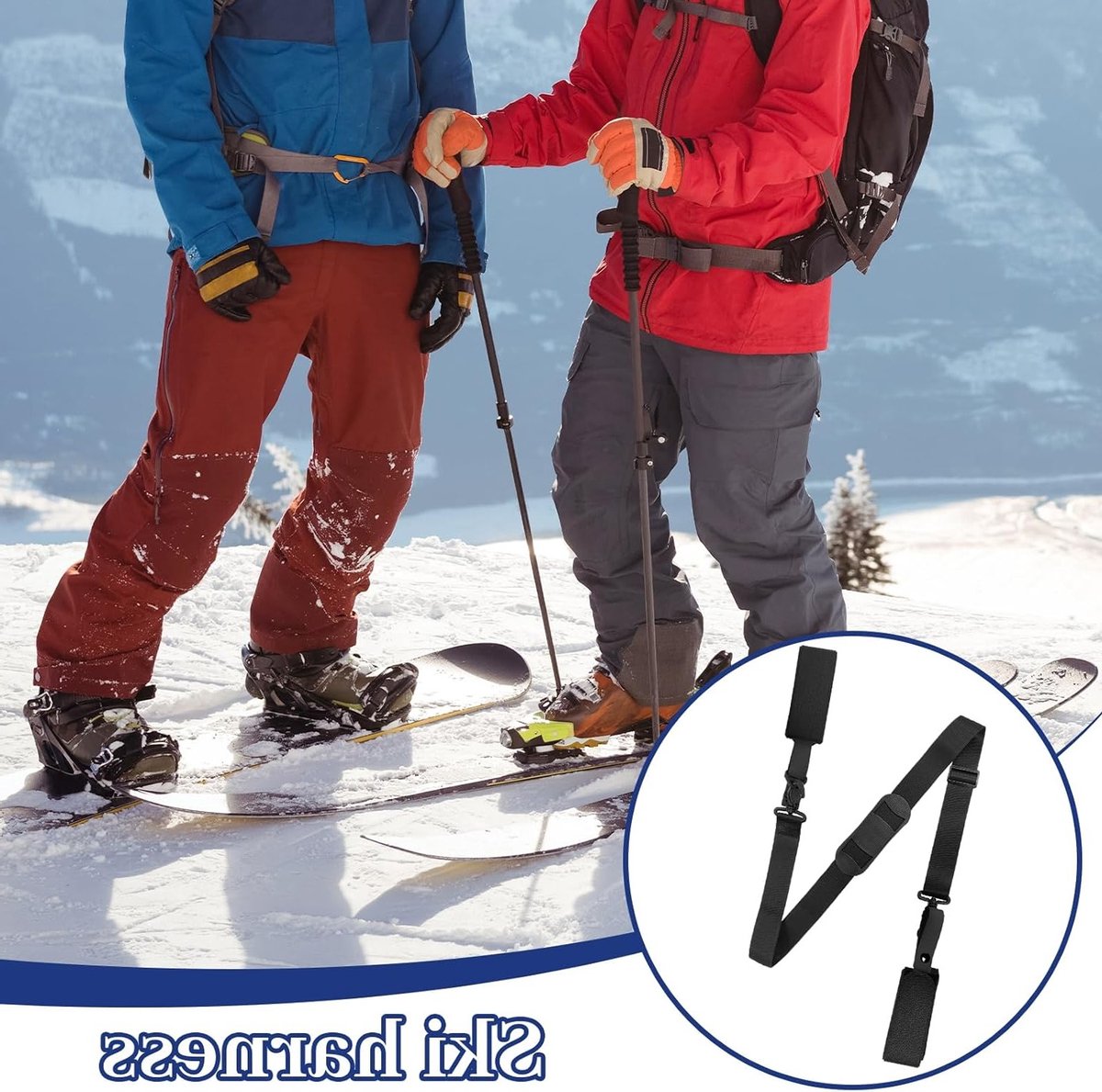 Verstelbare skiband met houder voor volwassenen en tieners, ideale ski drager voor skis en snowboarden