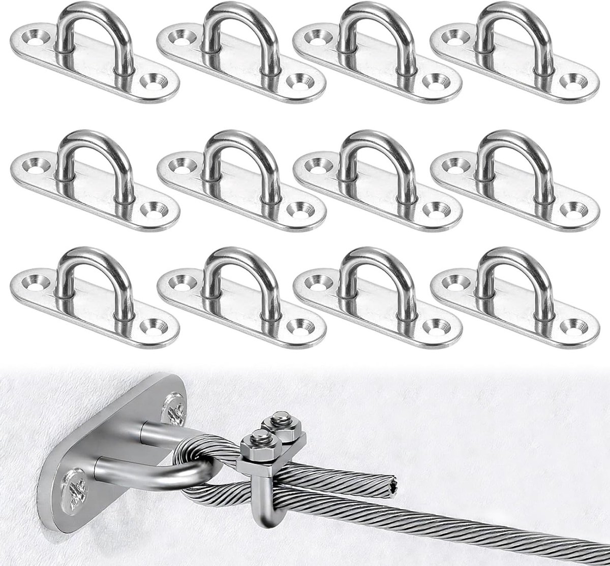 Set van 12 Zelfklevende Plafondhaken voor Hangstoelen, Schommels en Yogamatten - Ideaal voor Buiten en Binnengebruik, Geschikt voor Houten Balken en Zware Lasten