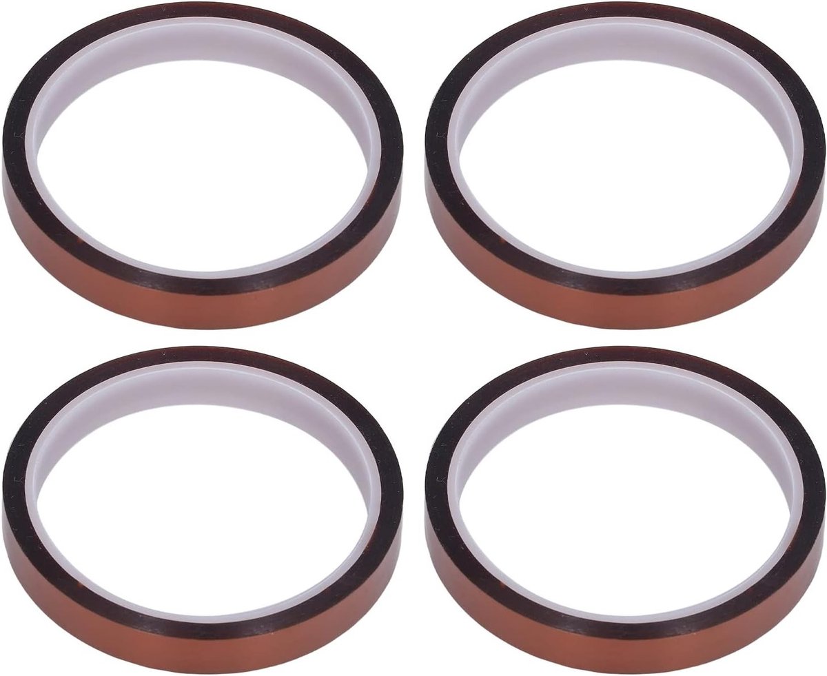 Hoogtemperatuurtape 4 Rollen, 18mm Breed, 280-300°C Bestendige Hechtband voor Elektronica, 3D Printen en PCB's, Geen Resten PI Isolatietape