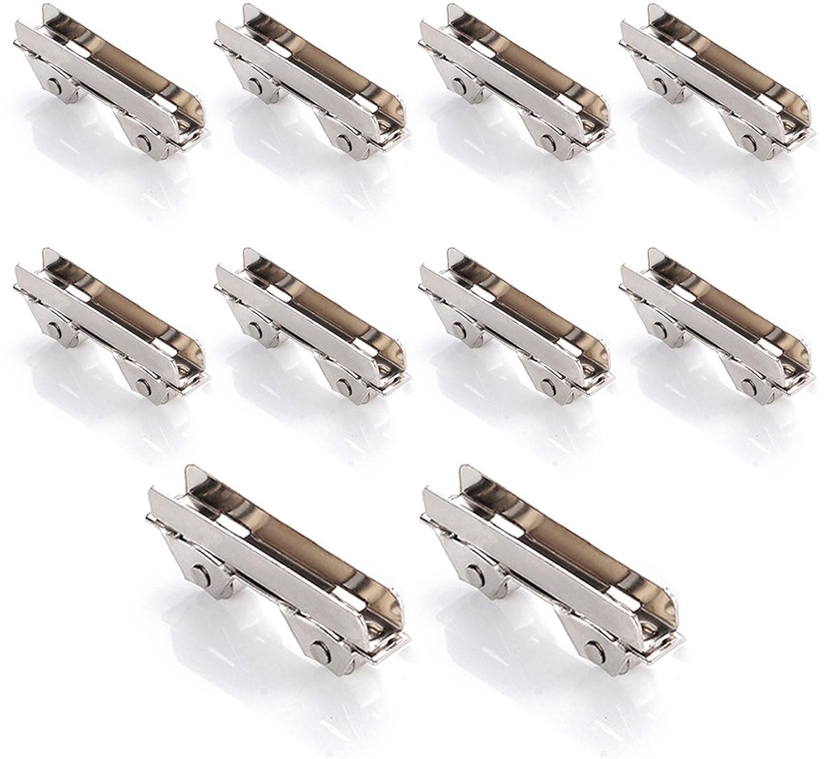 Dailygoods - Dailygoody - Glazen deurwielklemmen - 10 stuks ijzeren rolkastvenstertakel - Stabiel en Duurzaam - Zilver - Geruisloos en Moeiteloos - Geschikt voor 6...