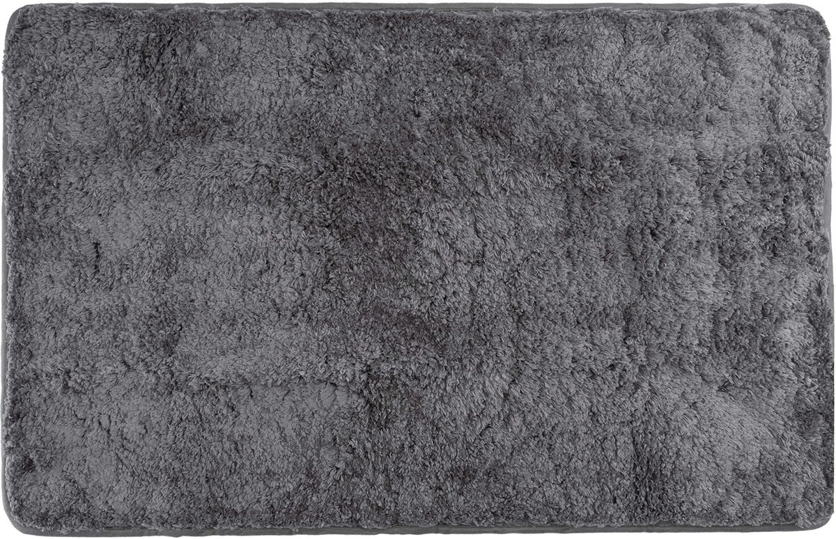 Dailygoods - Dailygoody - Badmat - Microvezel - Antislip-onderkant - Antraciet - Zacht en wollig - Geschikt voor elke badkamer - 50 x 80 cm